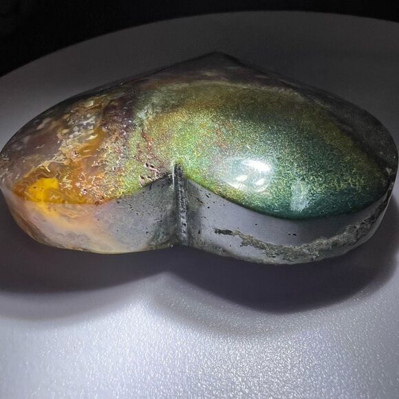 Moss‎ Agate Crystal Heart (#12) - Picture 5 of 12
